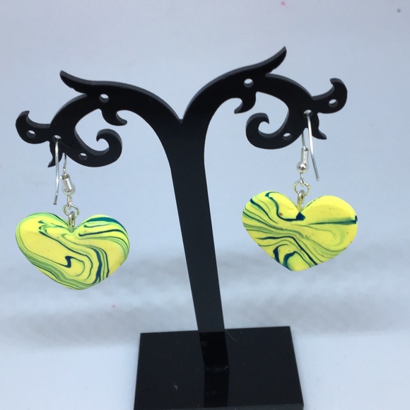 Unique Handmade Polymr Clay Hear Earrings - Picture 5 of 8